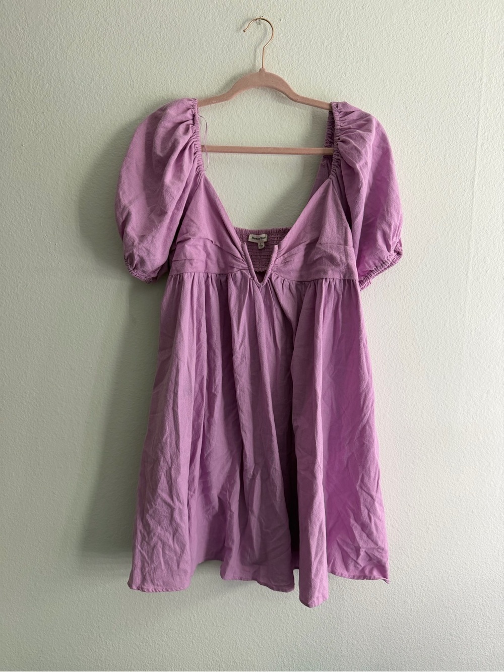 Newbury Kustom Purple Puff Sleeve V Slit Cotton Mini Dress Size Large